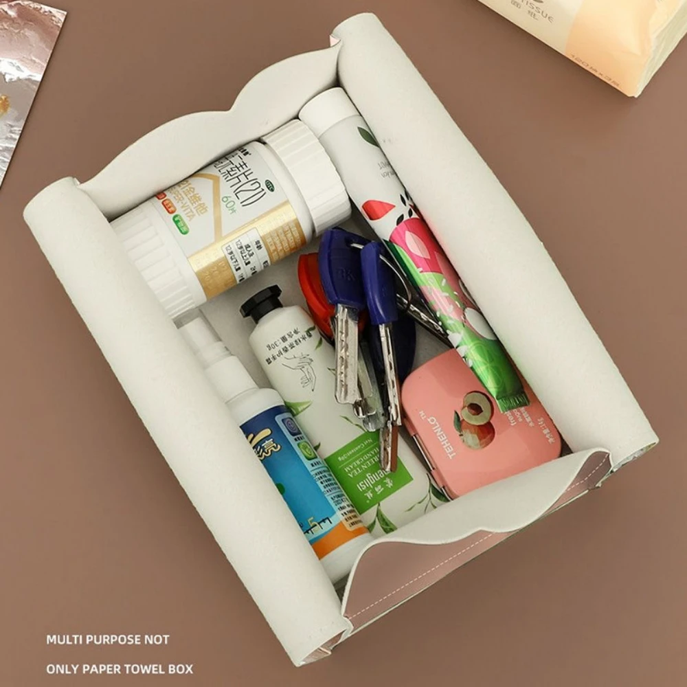 Leather Tissue Box Holder Toilet Pumping Box Home Decor Living Room Bedroom Kitchen Desktop Nordic Napkin Holder Car Tissue Case - Image 4