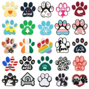 lovely dog paw PVC shoe Charms Slippers Buckle combination Fit Wristbands accessories Decoration Bands gift unisex party