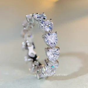 Unique Style 18K Real Platinum PT950 Love Ring for Women Ins Niche Design Simple Full of Moissanite Diamonds